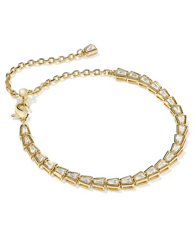 Kendra Scott Cubic Zirconia 14k Gold Plated Over Brass Bella Tennis Bracelet In Gold