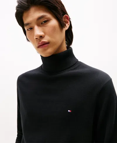 Tommy Hilfiger Men's Regular-fit Pima Cotton Cashmere Blend Solid Turtleneck Sweater In Black