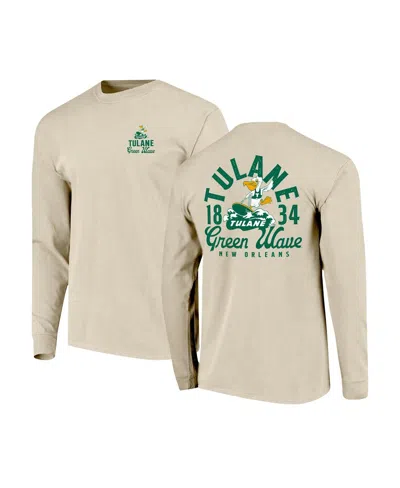 Image One Men's Natural Tulane Green Wave Comfort Colors Mascot Overlay Long Sleeve T-shirt In Neutral