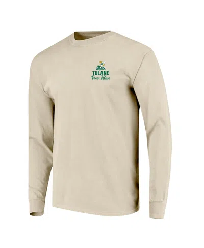 Image One Men's Natural Tulane Green Wave Comfort Colors Mascot Overlay Long Sleeve T-shirt In Neutral