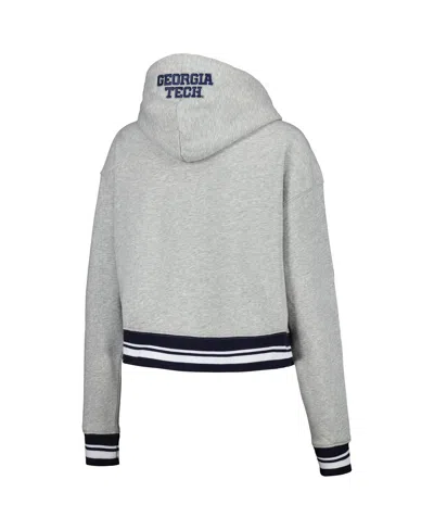 Pro Standard Women's Heather Gray Georgia Tech Yellow Jackets Script Tail Fleece Cropped Pullover Hoodie In Gray