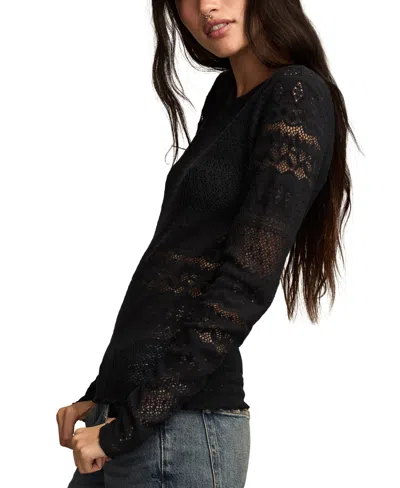 Lucky Brand Sandwash V-neck Top In Black