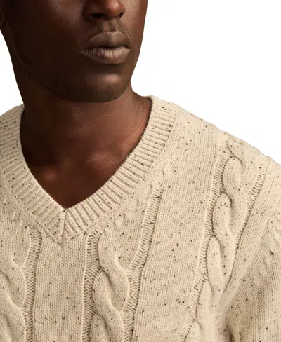Lucky Brand Neppy Cabled V-neck Sweater In White