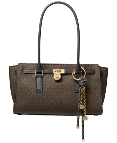 Michael Kors Hamilton Moderne Small Signature Logo Satchel Bag In Gray