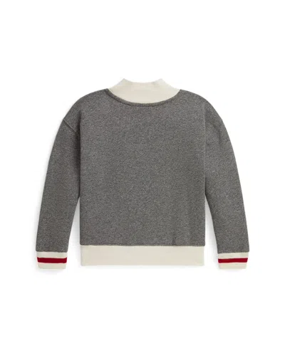 Polo Ralph Lauren Girls 7-16 Flag Mock Neck Sweatshirt In Gray