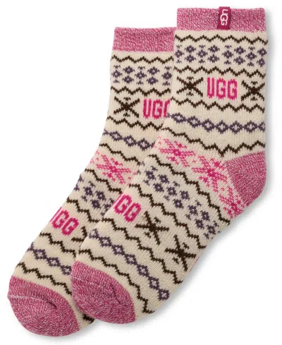 Ugg Cressida Cozy Quarter Crew Sock In Cream, Women's At Urban Outfitters In Multi