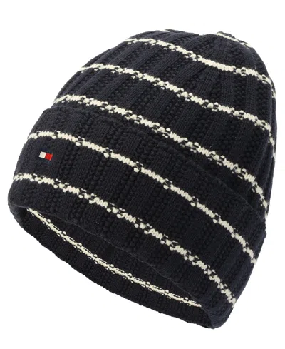 Tommy Hilfiger Men's Texture Rib Stripe Cuff Hat In Black