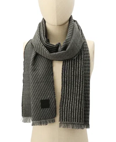 Calvin Klein Mixed Pattern Yarn Dye Scarf In Brown