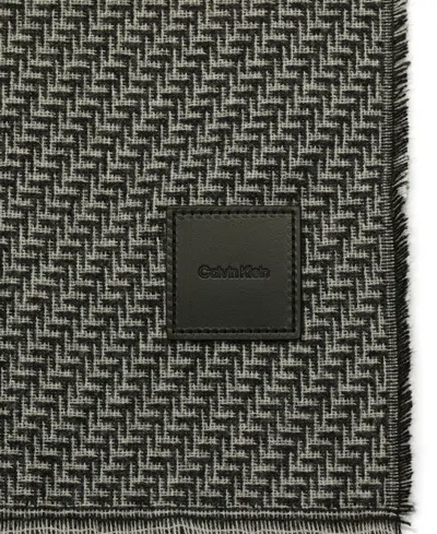 Calvin Klein Mixed Pattern Yarn Dye Scarf In Brown