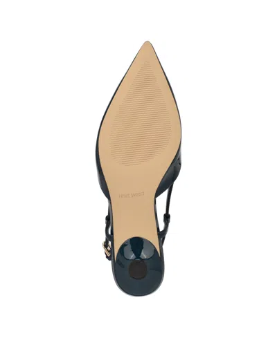 Nine West Rhonda Slingback Pointed Toe Kitten Heel Pump In Blue