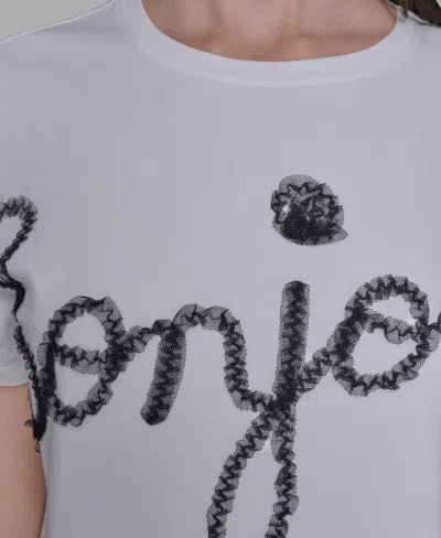 Karl Lagerfeld Women's Crewneck Bonjour Printed T-shirt In White