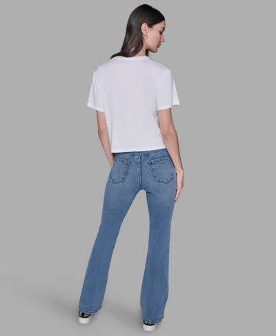 Karl Lagerfeld Women's Crewneck Bonjour Printed T-shirt In White