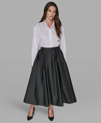 Karl Lagerfeld Womens Halter Bow Neck Top Bubble Midi Skirt In Black