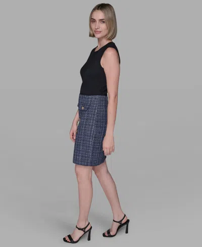 Karl Lagerfeld Women's Mixed Media Sleeveless Minidress In Blue