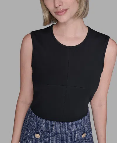 Karl Lagerfeld Women's Mixed Media Sleeveless Minidress In Blue