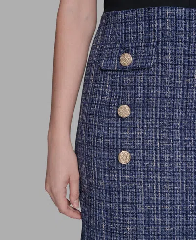 Karl Lagerfeld Women's Mixed Media Sleeveless Minidress In Blue