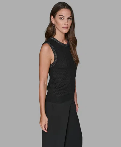 Karl Lagerfeld Women's Sequin-embellished Honeycomb Vest In Black