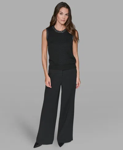 Karl Lagerfeld Women's Sequin-embellished Honeycomb Vest In Black