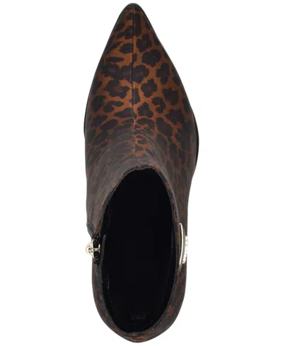 Guess Womens Lusera Flared Block Heel Dress Booties In Animal Print