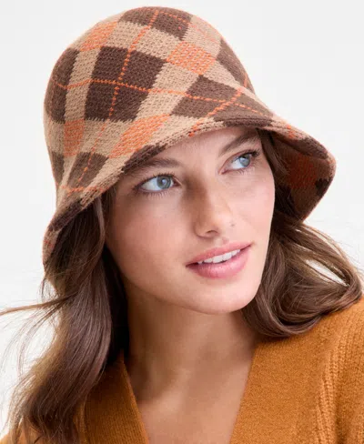 On 34th Plaid Knit Cloche, Macy's Exclusive In Brown