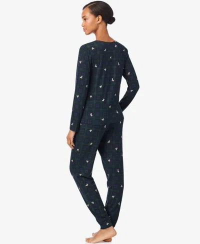 Ralph Lauren Women's Long Sleeves Henley Jogger Pajama Set In Blue