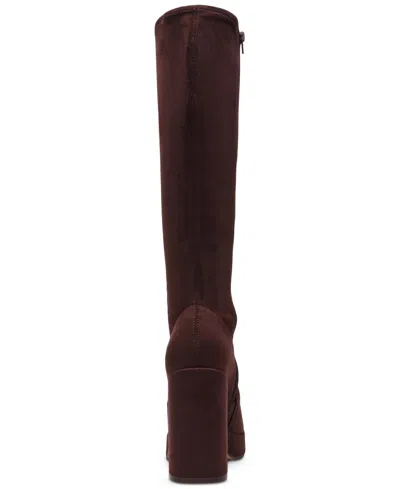 Steve Madden Twain Platform Knee-high Stretch Boots In Brown