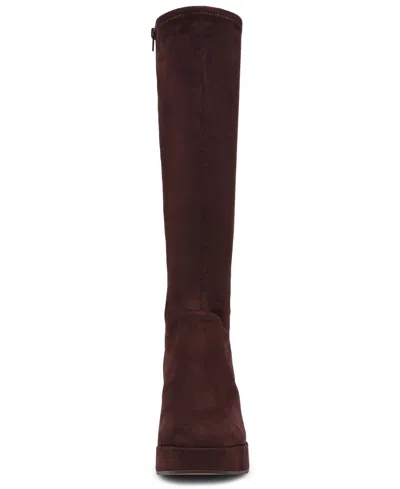 Steve Madden Twain Platform Knee-high Stretch Boots In Brown
