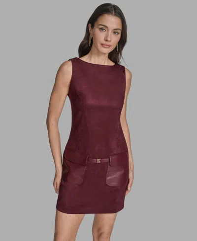 Bcbg Women's Sleeveless Boat Neck Dress In Burgundy