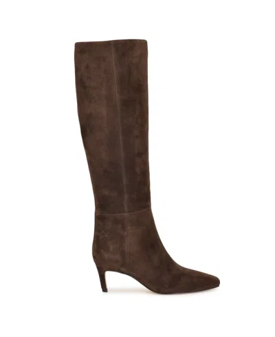 Nine West Women's Caddy Tall Kitten Heel Boots In Brown