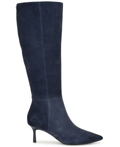 Nine West Kimdee 9x9 Pointed Toe Knee High Boot In Blue
