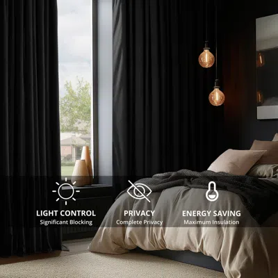 Half Price Drapes Warm Black Grommet Signature Velvet Blackout Curtain