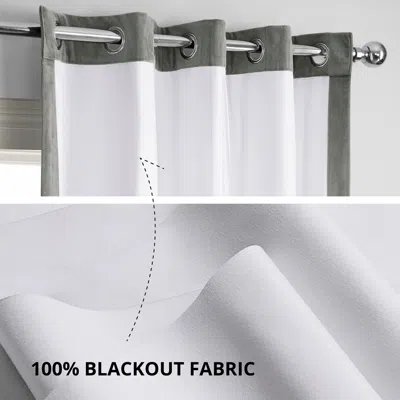 Half Price Drapes Silver Grey Grommet Signature Velvet Blackout Curtain In Gray