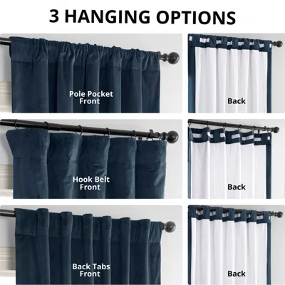 Half Price Drapes Midnight Blue Signature Velvet Blackout Curtain In Blue