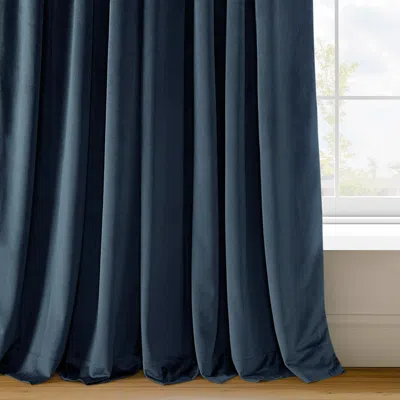 Half Price Drapes Midnight Blue Signature Velvet Blackout Curtain In Blue