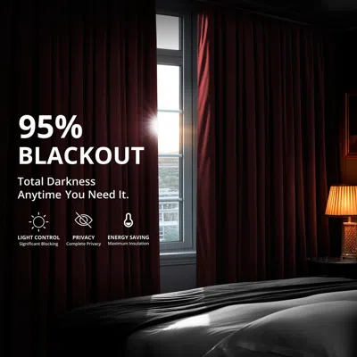 Half Price Drapes Burgundy Signature Extra Wide Velvet Blackout Curtain In Burgundy