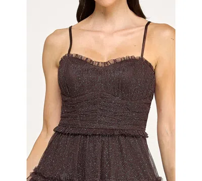 Pear Culture Juniors' Emma V-neck Strappy Dress In Brown