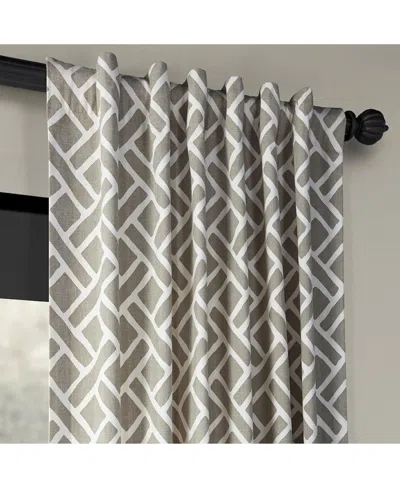 Half Price Drapes Martinique Taupe Geometric Printed Cotton Room Darkening Curtain