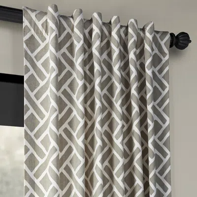 Half Price Drapes Martinique Taupe Geometric Printed Cotton Room Darkening Curtain
