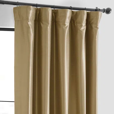 Half Price Drapes Flax Gold Vintage Textured Faux Dupioni Silk Blackout Curtain