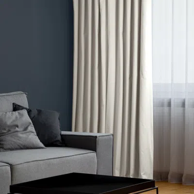Half Price Drapes Hazelwood Beige Solid Cotton Hotel Blackout Curtain