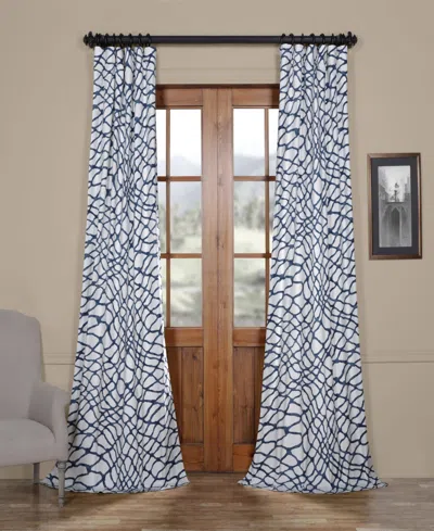 Half Price Drapes Ellis Blue Abstract Printed Cotton Room Darkening Curtain