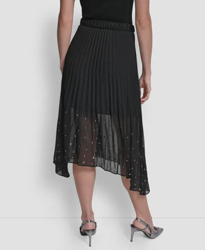 Dkny Women's Pleat Detail Pull On Midi Skirt In Black