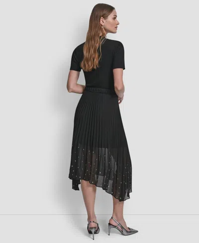 Dkny Women's Pleat Detail Pull On Midi Skirt In Black