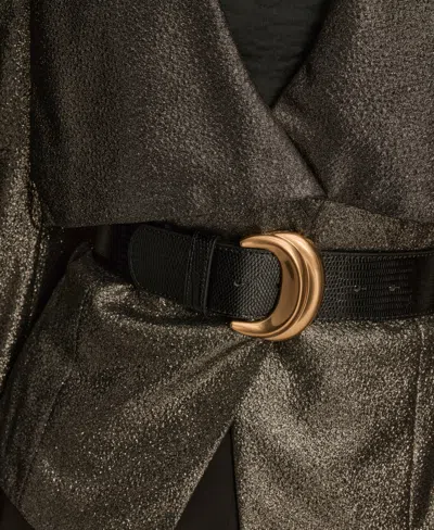 Donna Karan New York Metallic Belted Jacket In Green