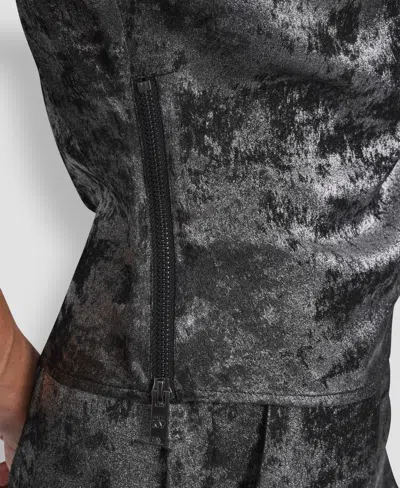 Dkny Flutter Sleeve Liquid Velvet Top In Gray