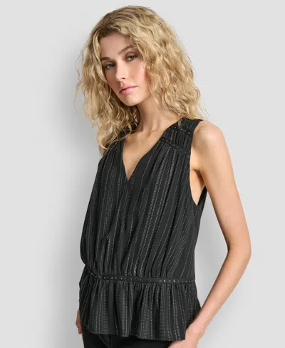 Dkny Women's Studded Peplum Pull On Top In Black