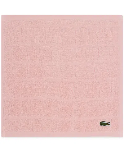 Lacoste Home Heritage Croc Scale Cotton Washcloth, 13" X 13" In Pink