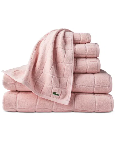 Lacoste Home Heritage Croc Scale Cotton Bath Towel, 30" X 56" In Pink