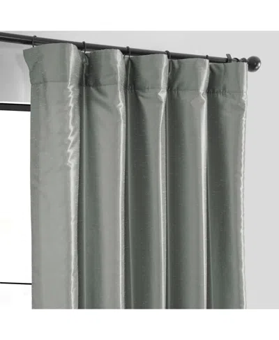 Half Price Drapes Silver Vintage Textured Faux Dupioni Silk Curtain In Silver