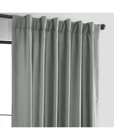 Half Price Drapes Silver Vintage Textured Faux Dupioni Silk Curtain In Silver
